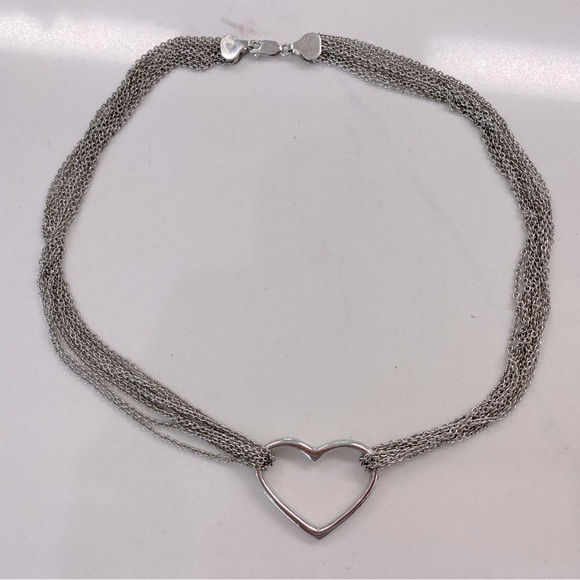 Heart Necklace, Sterling Silver, Multi-Strand - Picture 5 of 7